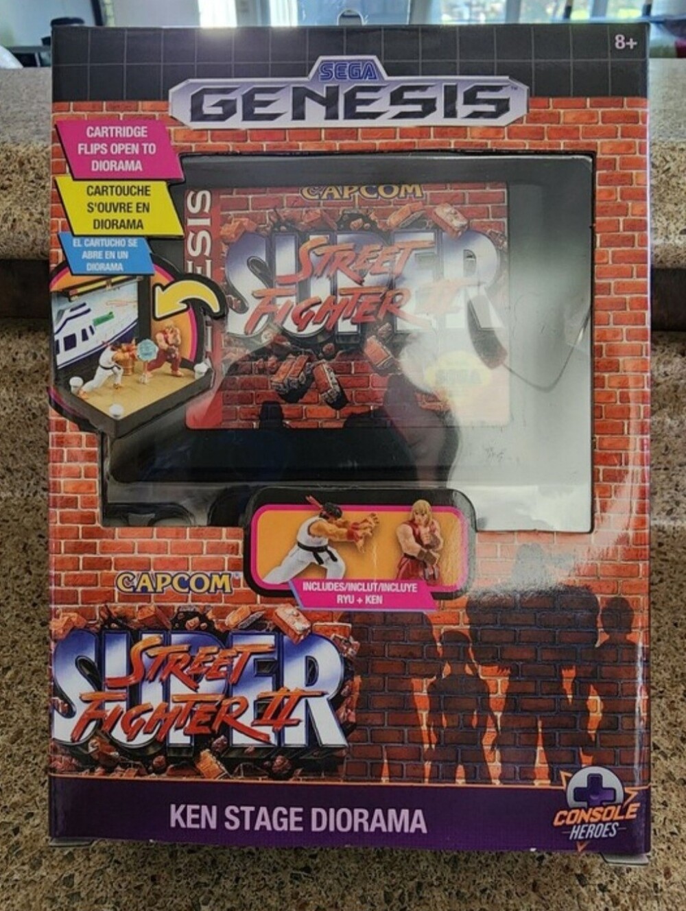 NWT Sega Genesis Console Heroes Street Fighter II Ken & Ryu Stage Diorama